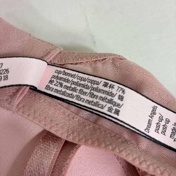 Victoria’s Secret Dream Angels Push-Up Bra Pink Gold Floral Sz 34DD Glamorous - Picture 7 of 7